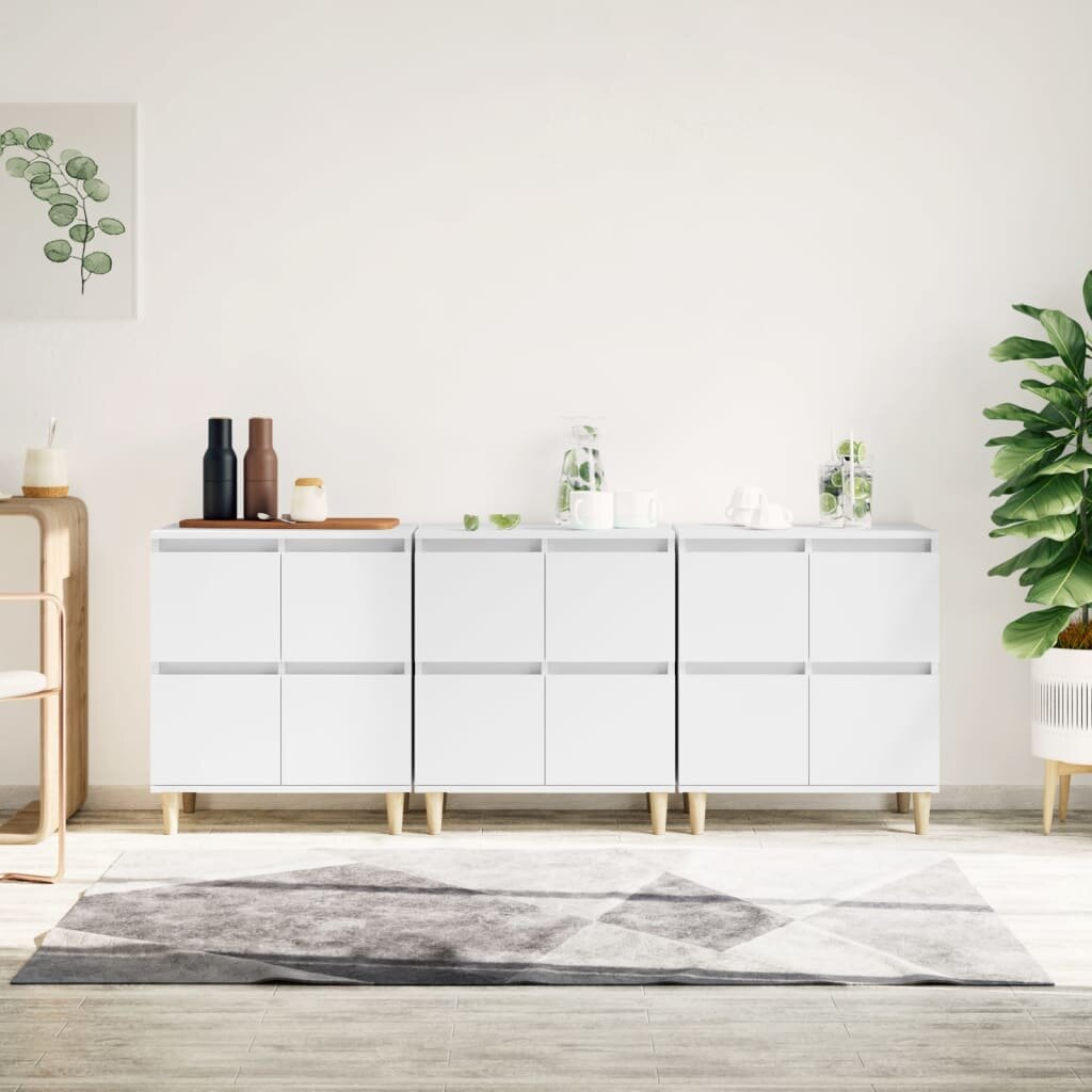 vidaXL Сайдборд 3бр бяло 60x35x70 см инженерно дърво