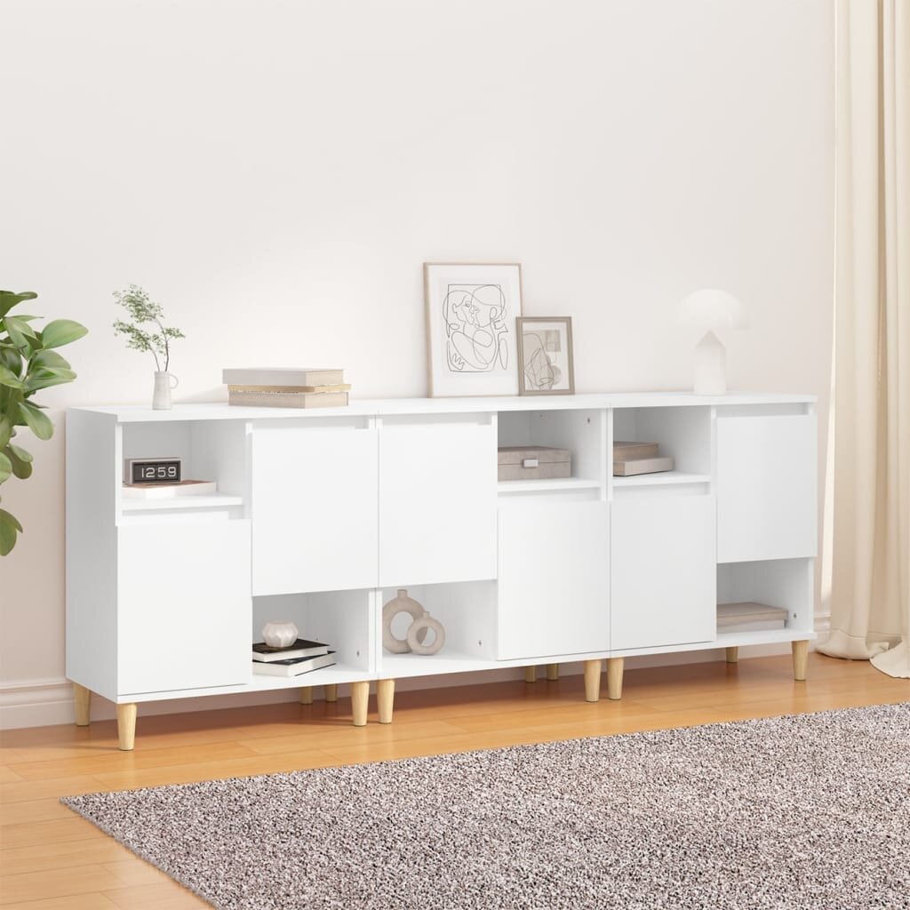 vidaXL Сайдборд 3бр бяло 60x35x70 см инженерно дърво