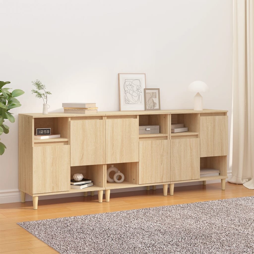vidaXL Сайдборд 3бр дъб сонома 60x35x70 см инженерно дърво