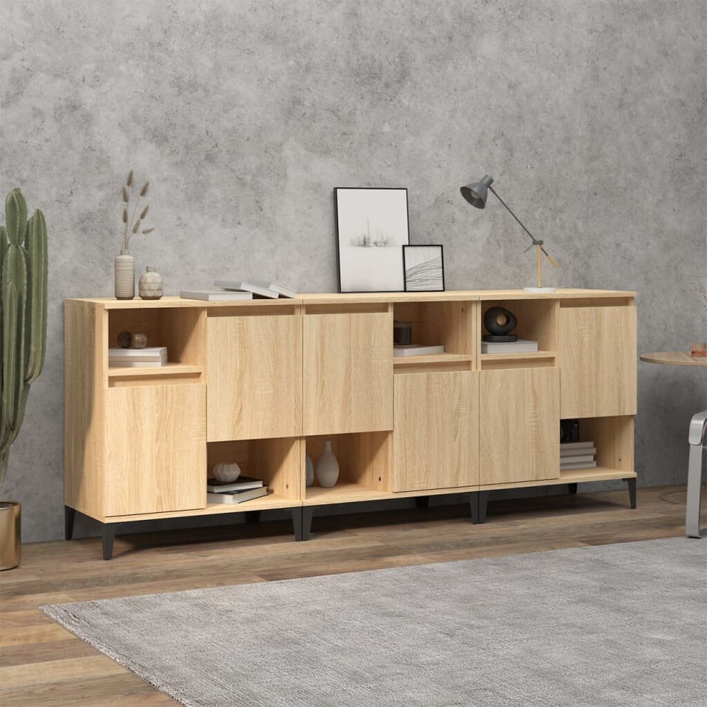 vidaXL Сайдборд 3бр дъб сонома 60x35x70 см инженерно дърво