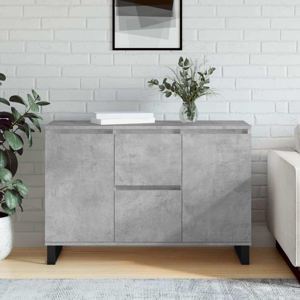 vidaXL Сайдборд бетонно сив 1015x35x70 см инженерно дърво