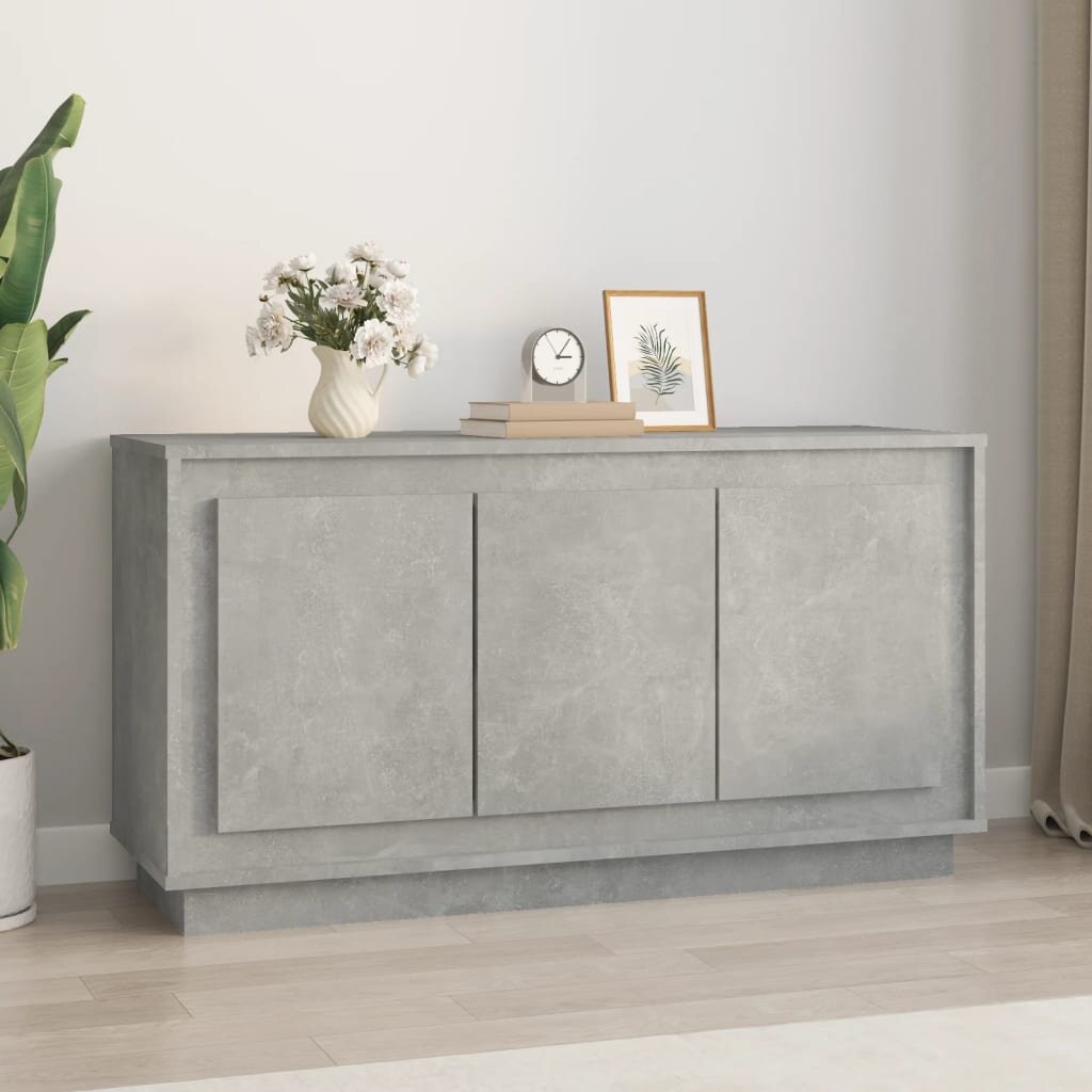 vidaXL Сайдборд бетонно сив 102x35x55 см инженерно дърво