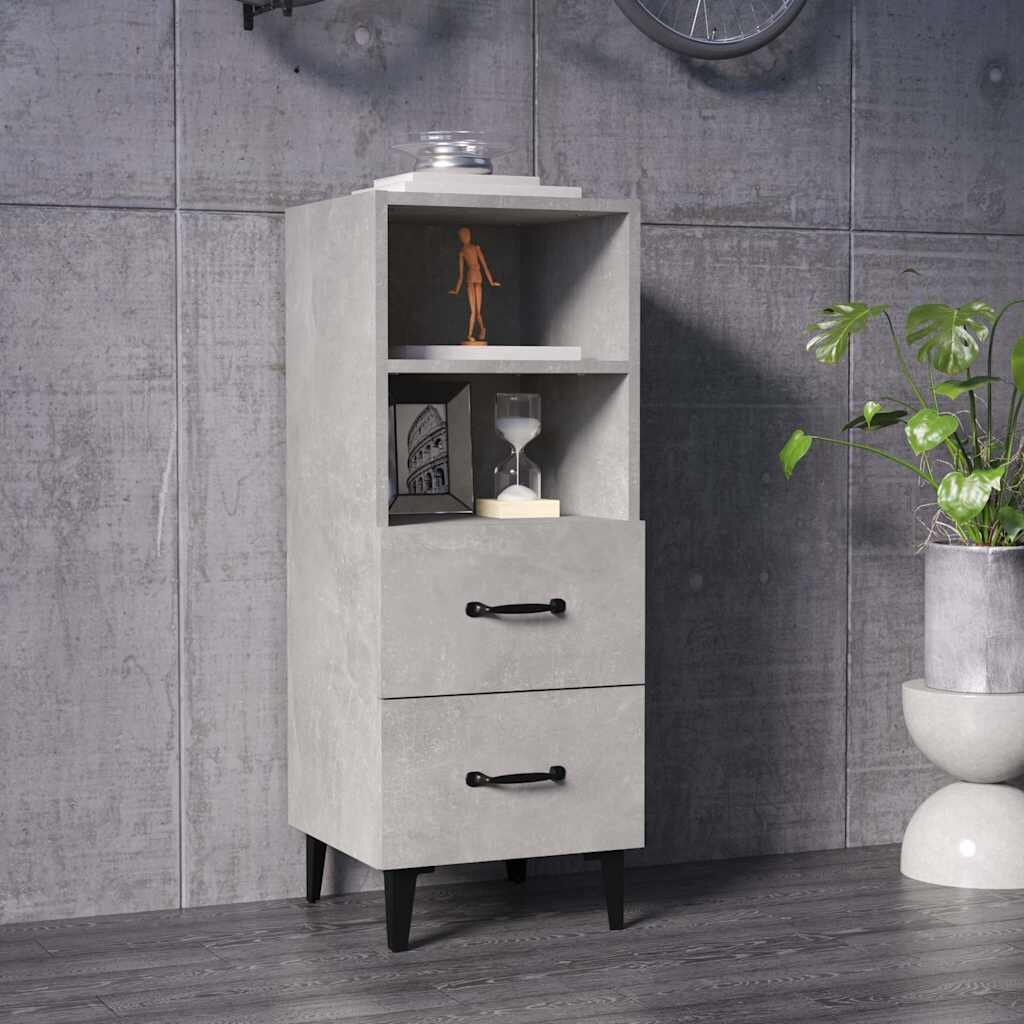 vidaXL Сайдборд бетонно сив 345x34x90 см инженерно дърво