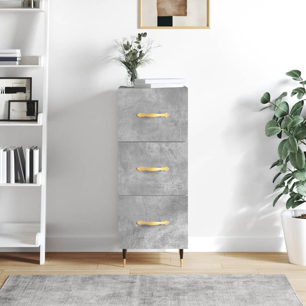 vidaXL Сайдборд бетонно сив 345x34x90 см инженерно дърво