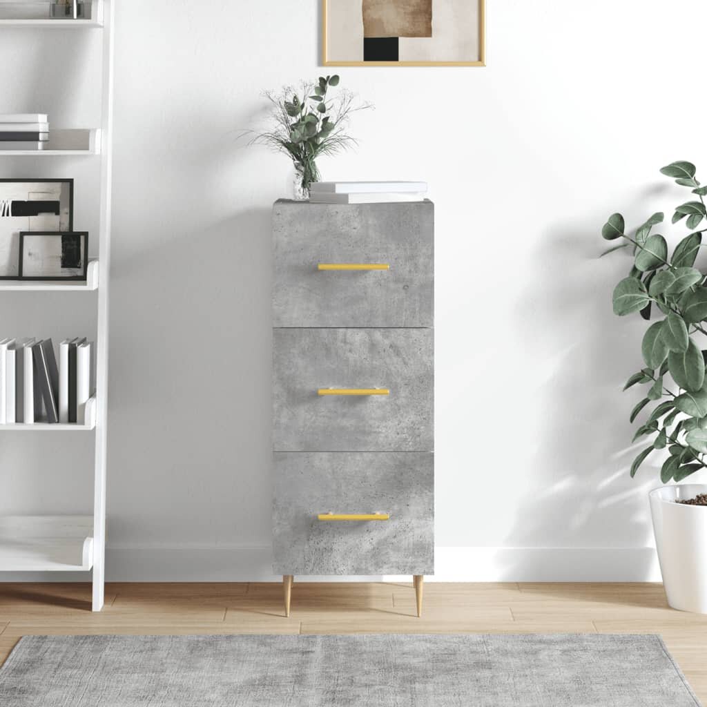 vidaXL Сайдборд бетонно сив 345x34x90 см инженерно дърво