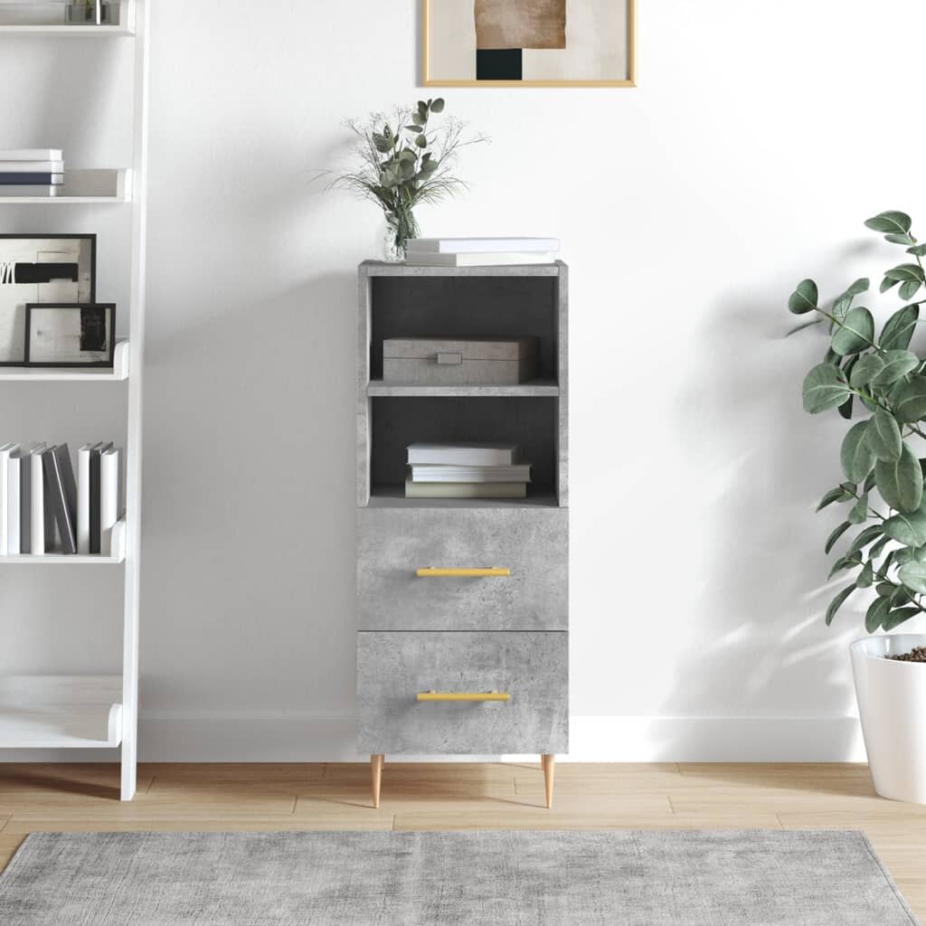 vidaXL Сайдборд бетонно сив 345x34x90 см инженерно дърво
