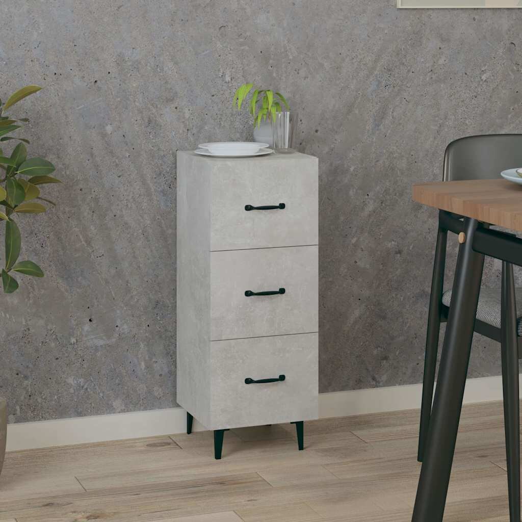vidaXL Сайдборд бетонно сив 345x34x90 см инженерно дърво