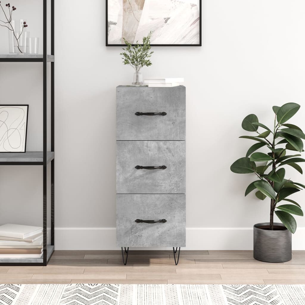 vidaXL Сайдборд бетонно сив 345x34x90 см инженерно дърво