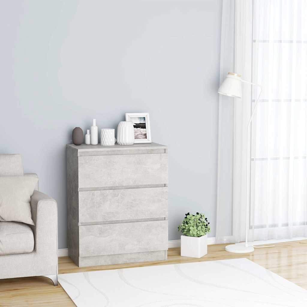 vidaXL Сайдборд бетонно сив 60x35x76 см инженерно дърво
