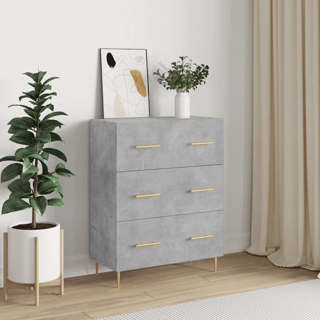 vidaXL Сайдборд бетонно сив 695x34x90 см инженерно дърво