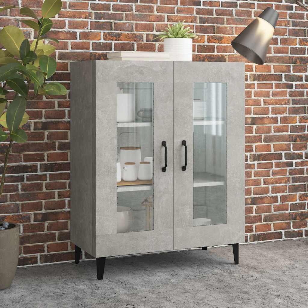 vidaXL Сайдборд бетонно сив 695x34x90 см инженерно дърво