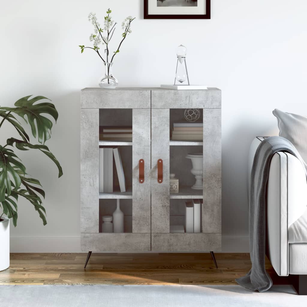 vidaXL Сайдборд бетонно сив 695x34x90 см инженерно дърво
