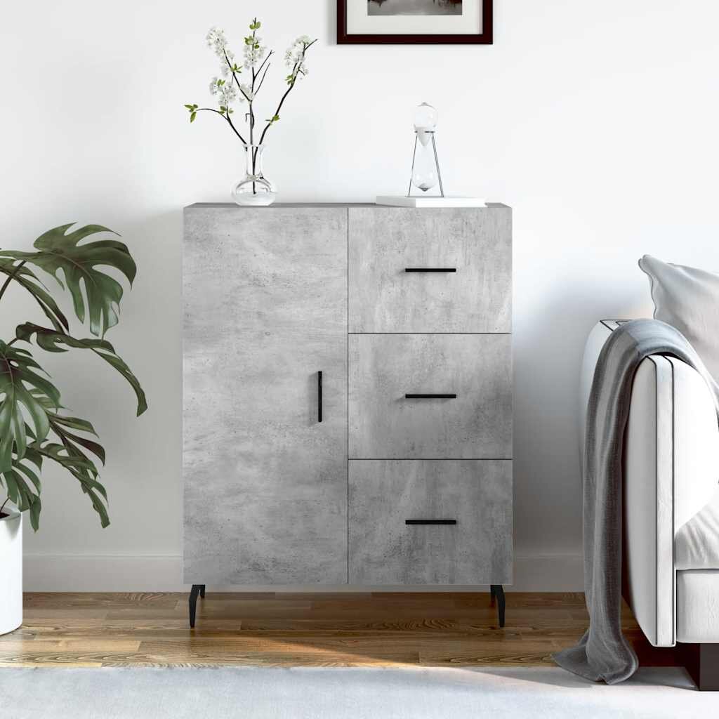 vidaXL Сайдборд бетонно сив 695x34x90 см инженерно дърво