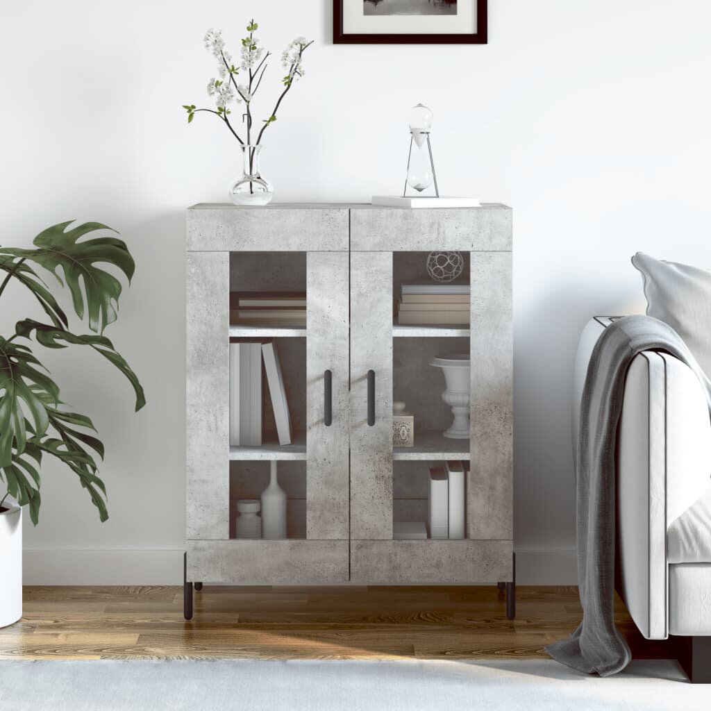 vidaXL Сайдборд бетонно сив 695x34x90 см инженерно дърво