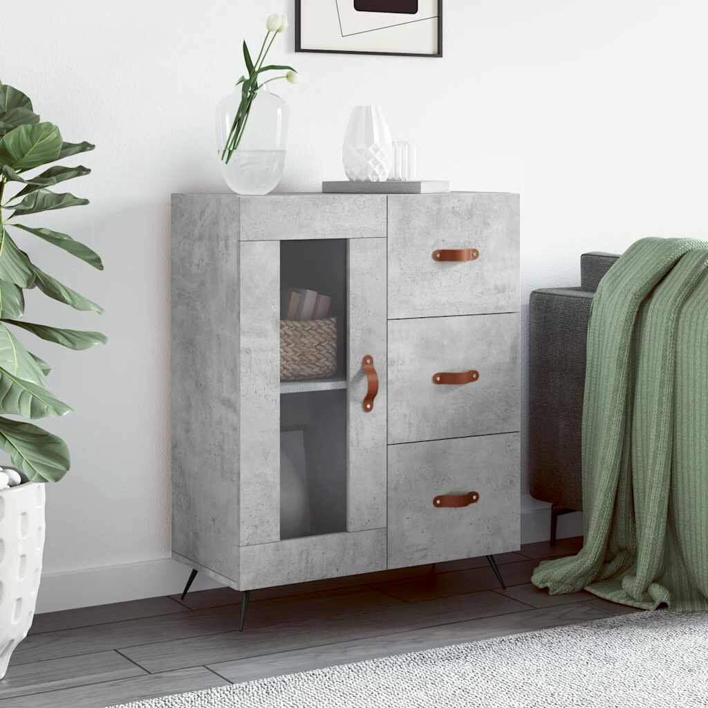 vidaXL Сайдборд бетонно сив 695x34x90 см инженерно дърво