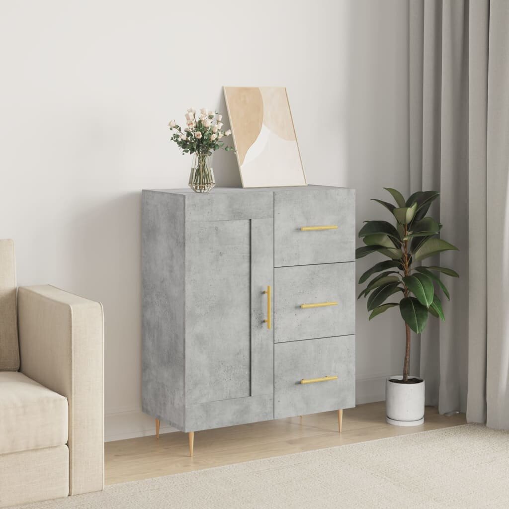vidaXL Сайдборд бетонно сив 695x34x90 см инженерно дърво