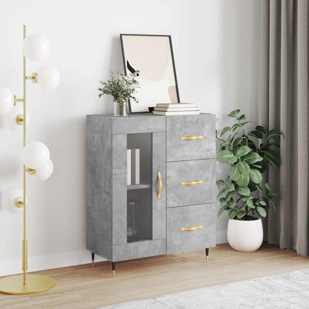 vidaXL Сайдборд бетонно сив 695x34x90 см инженерно дърво