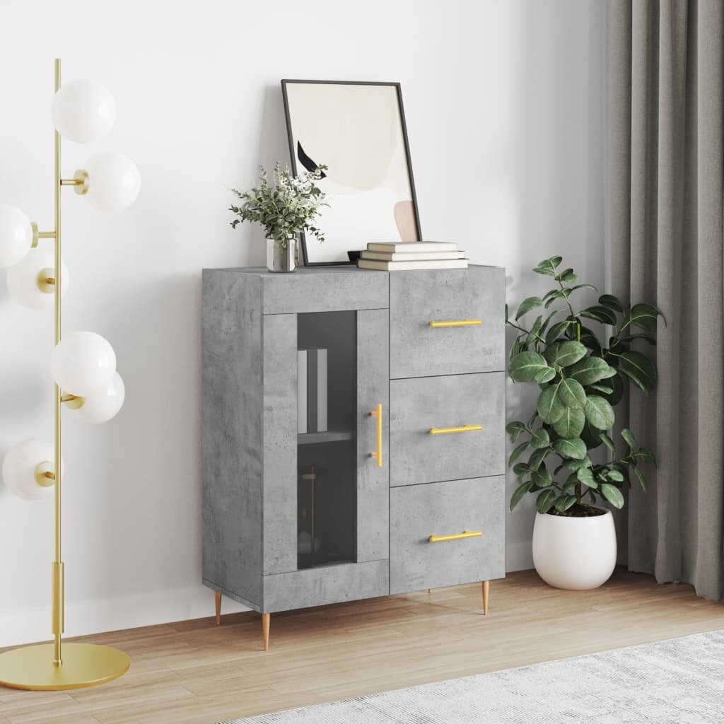vidaXL Сайдборд бетонно сив 695x34x90 см инженерно дърво