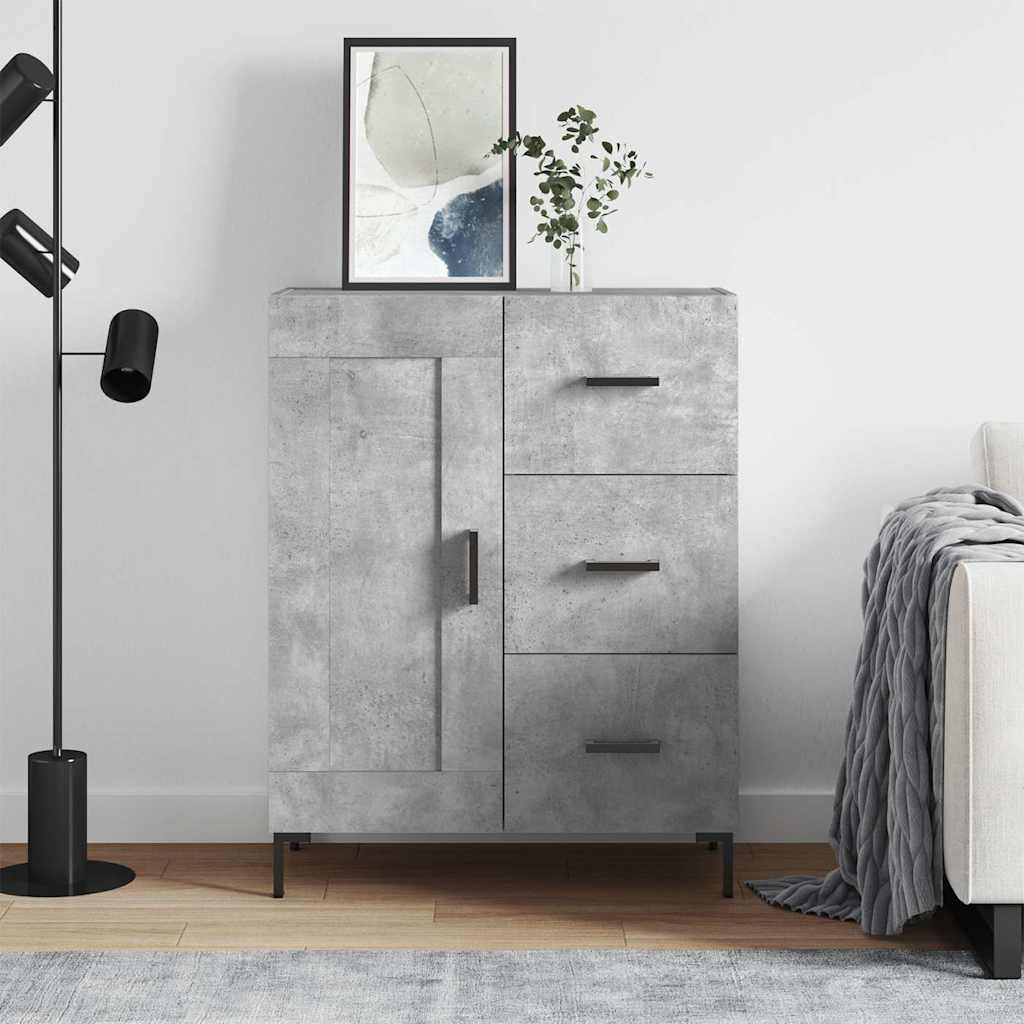 vidaXL Сайдборд бетонно сив 695x34x90 см инженерно дърво