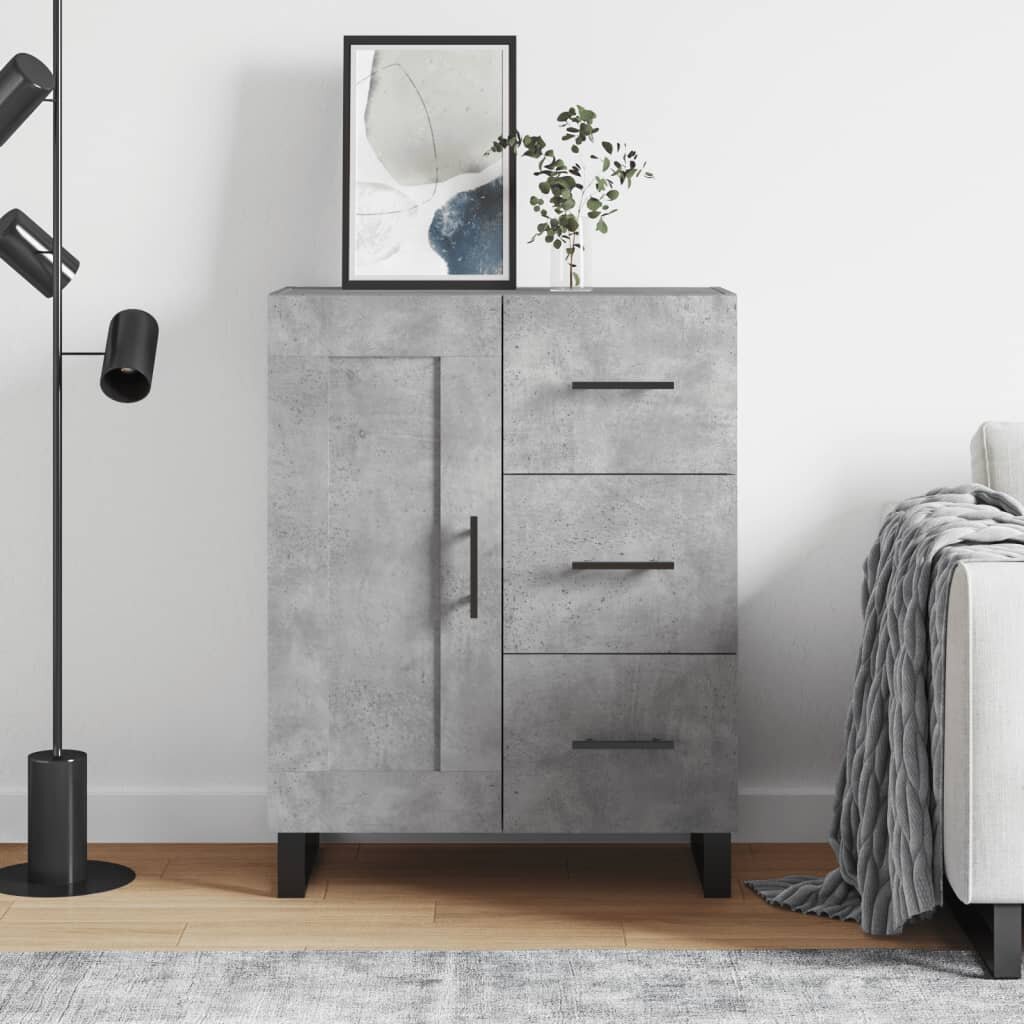 vidaXL Сайдборд бетонно сив 695x34x90 см инженерно дърво