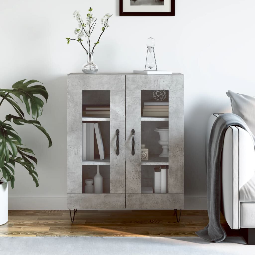 vidaXL Сайдборд бетонно сив 695x34x90 см инженерно дърво