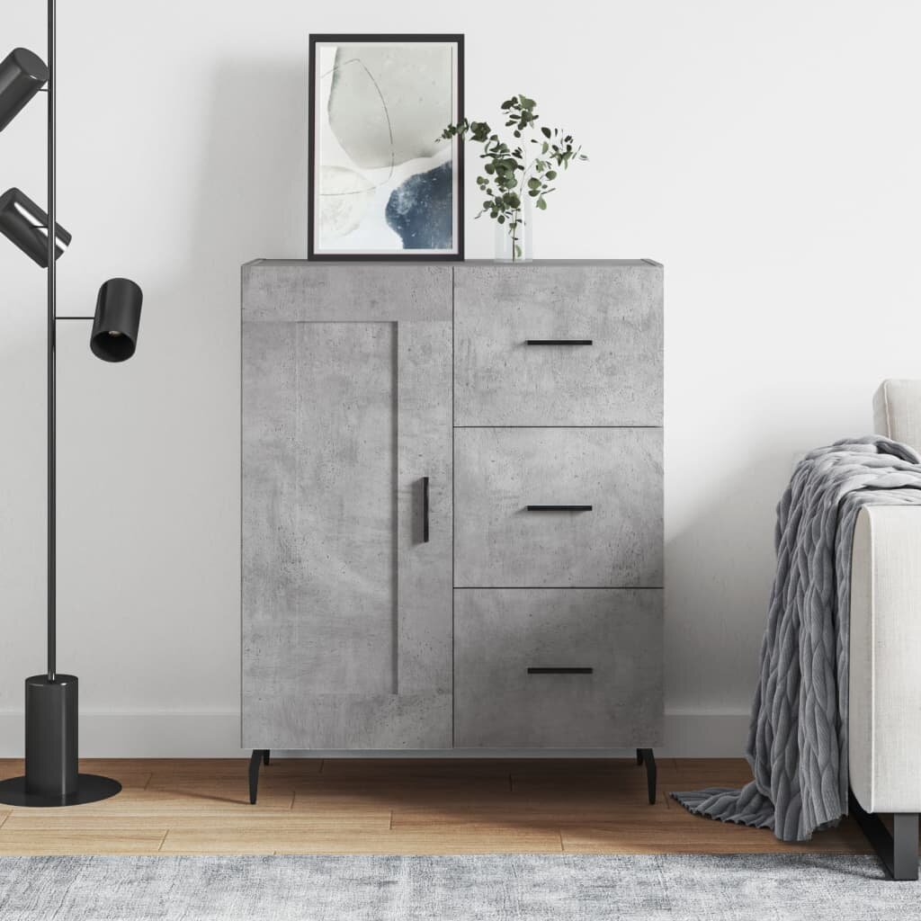 vidaXL Сайдборд бетонно сив 695x34x90 см инженерно дърво
