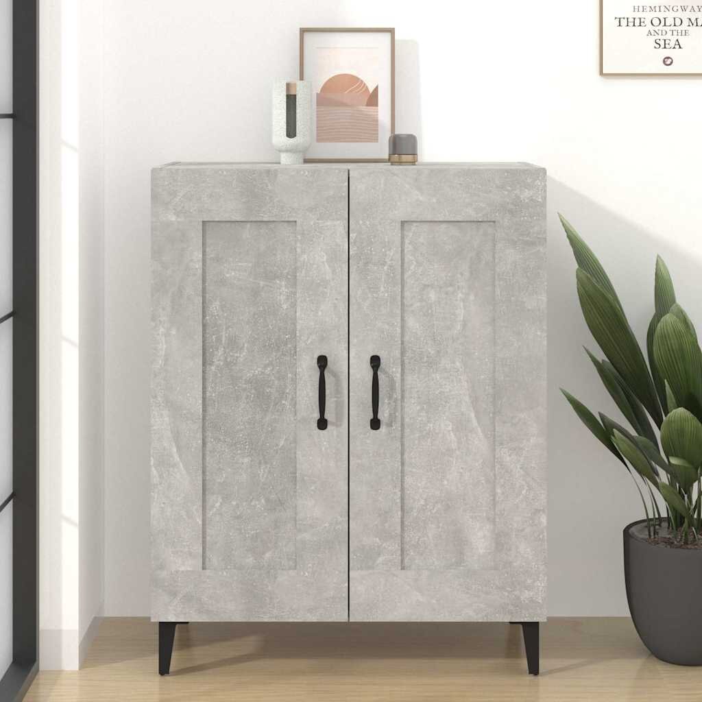 vidaXL Сайдборд бетонно сив 695x34x90 см инженерно дърво