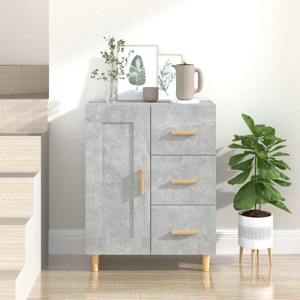 vidaXL Сайдборд бетонно сив 695x34x90 см инженерно дърво