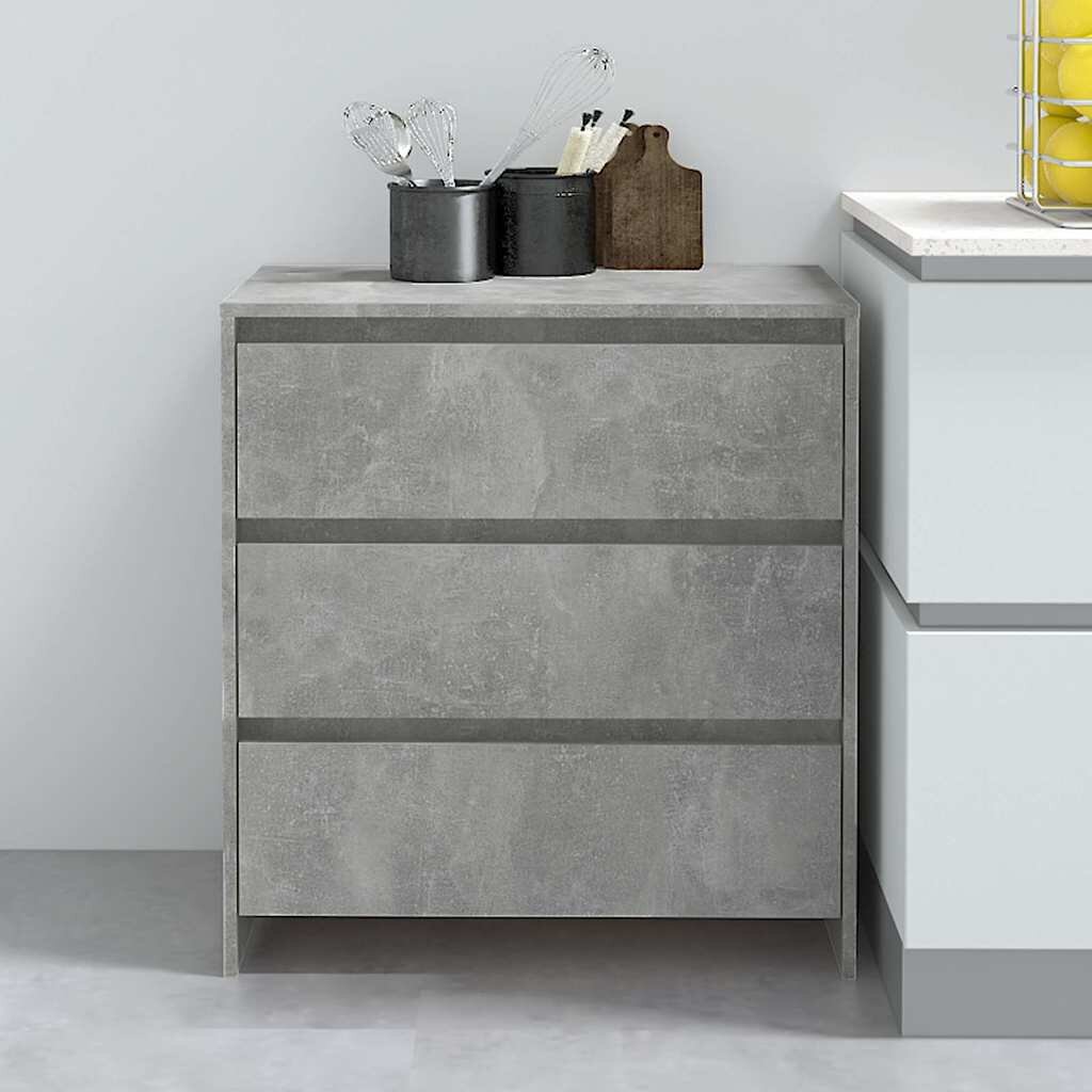 vidaXL Сайдборд бетонно сив 70x41x75 см инженерно дърво