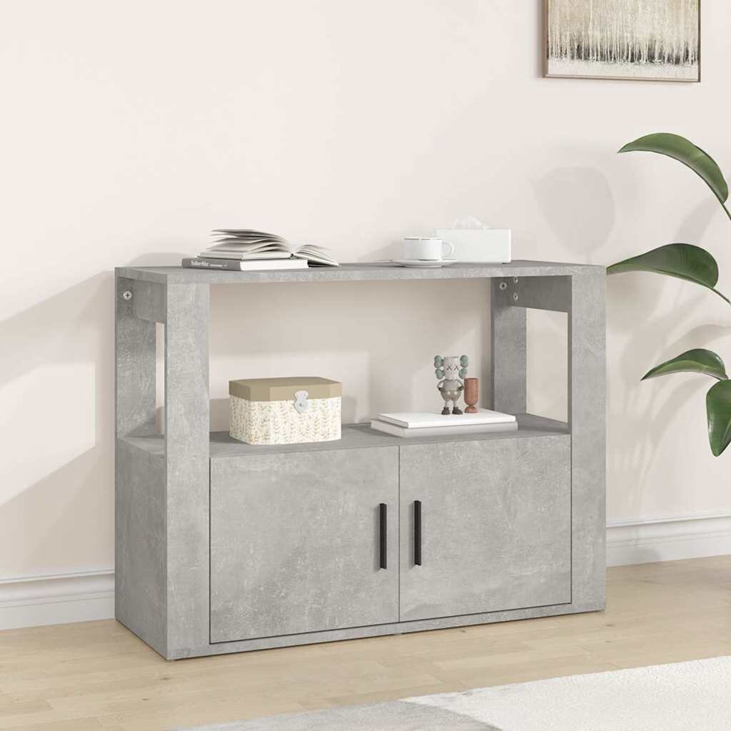vidaXL Сайдборд бетонно сив 80x30x60 см инженерно дърво