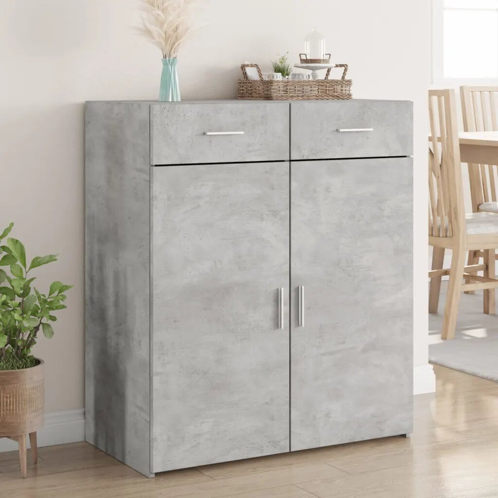 vidaXL Сайдборд бетонно сив 80x425x93 см инженерно дърво