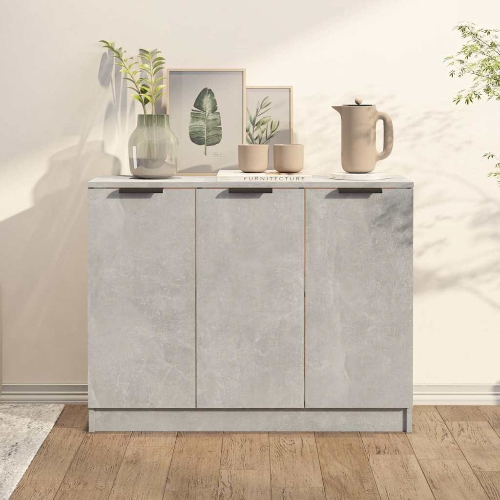 vidaXL Сайдборд бетонно сив 905x30x70 см инженерно дърво