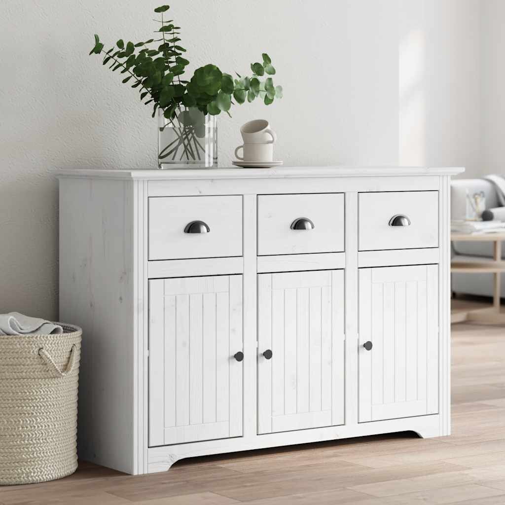 vidaXL Сайдборд BODO бял 1155x44x80 см бор масив