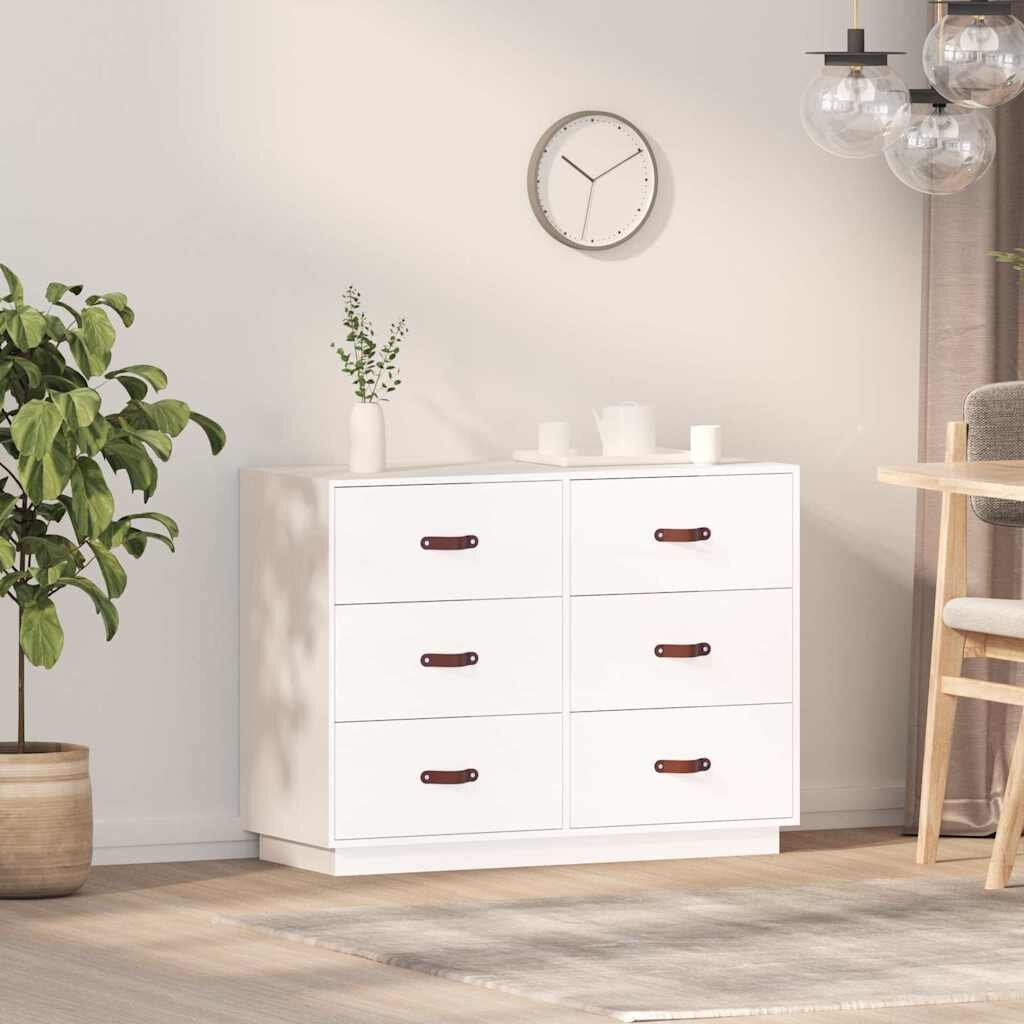 vidaXL Сайдборд бял 100x40x75 см бор масив