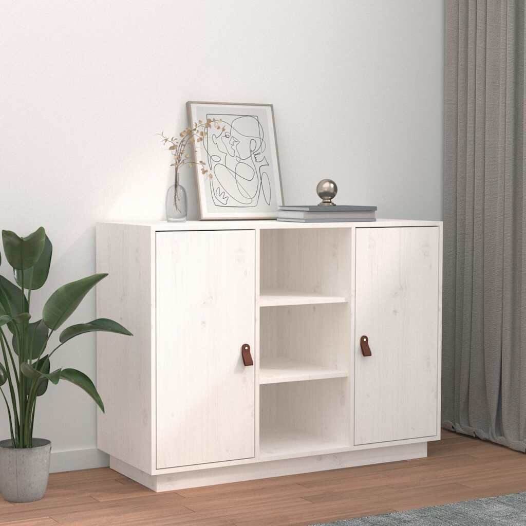 vidaXL Сайдборд бял 100x40x75 см бор масив
