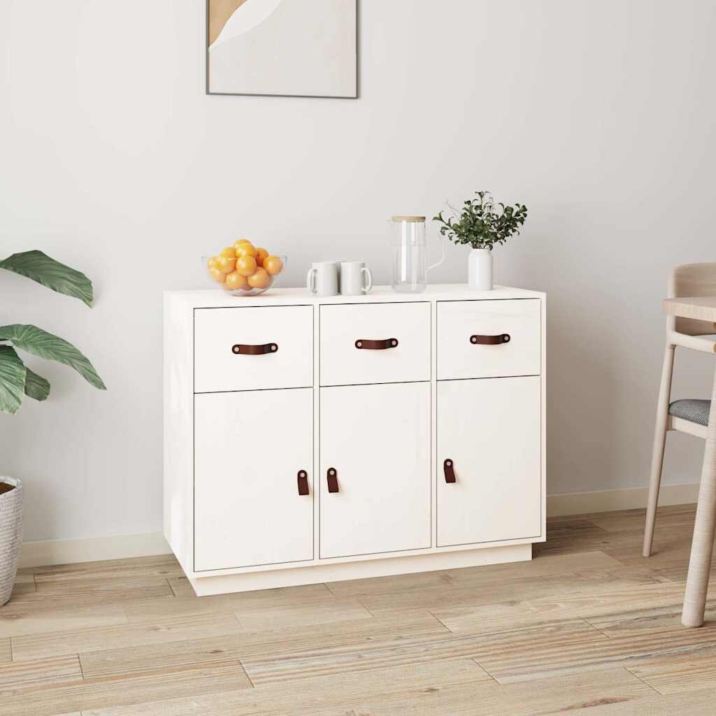 vidaXL Сайдборд бял 100x40x75 см бор масив