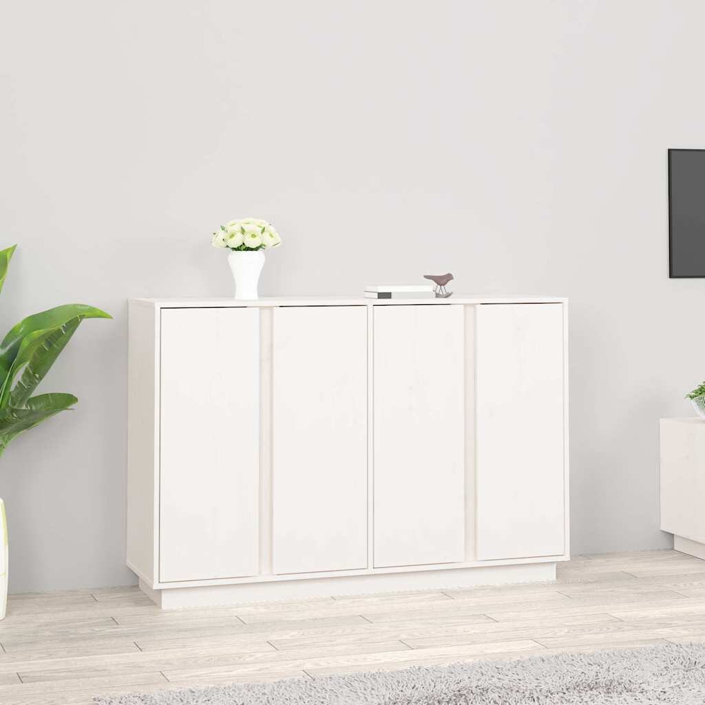 vidaXL Сайдборд бял 120x35x80 см бор масив