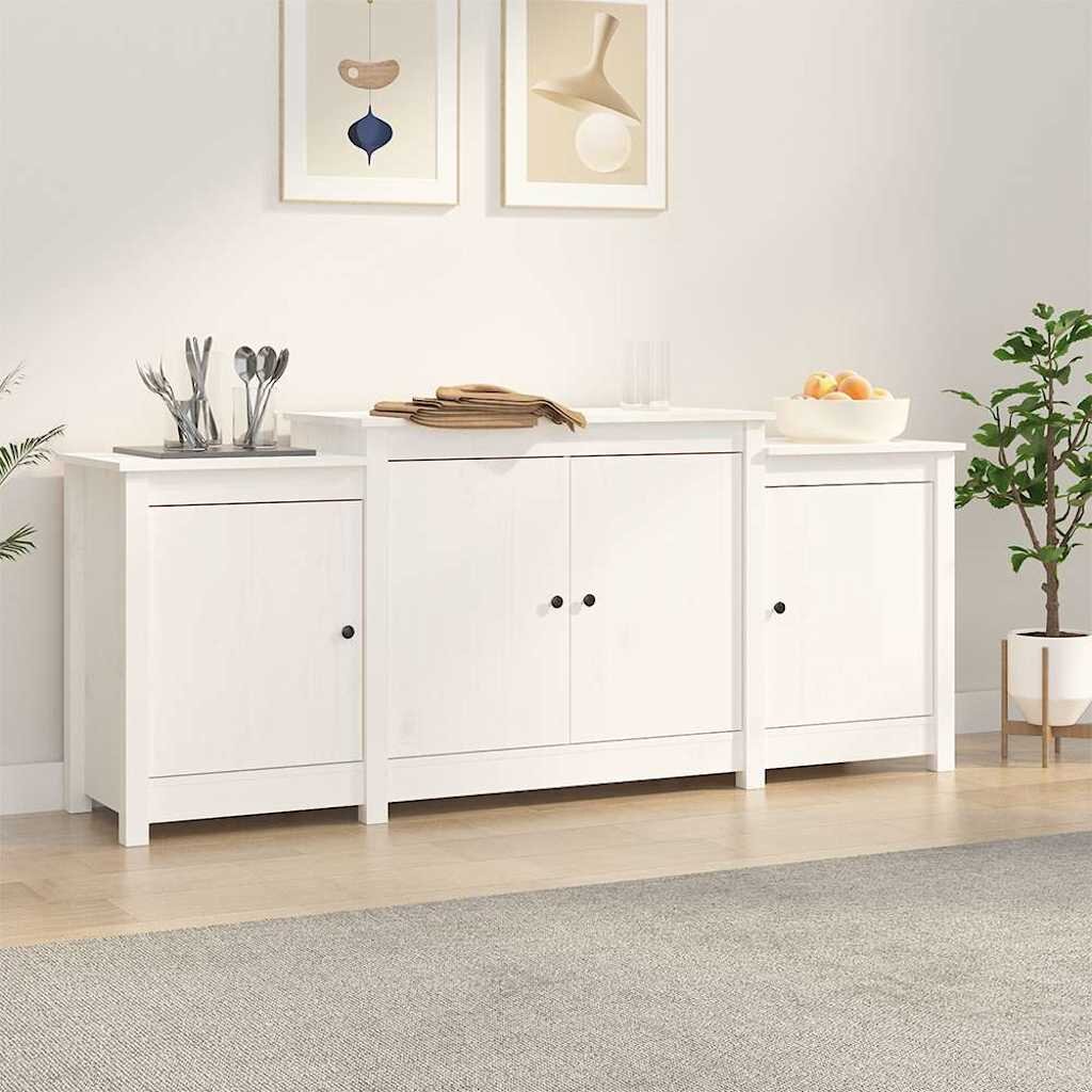 vidaXL Сайдборд бял 164x37x68 см бор масив