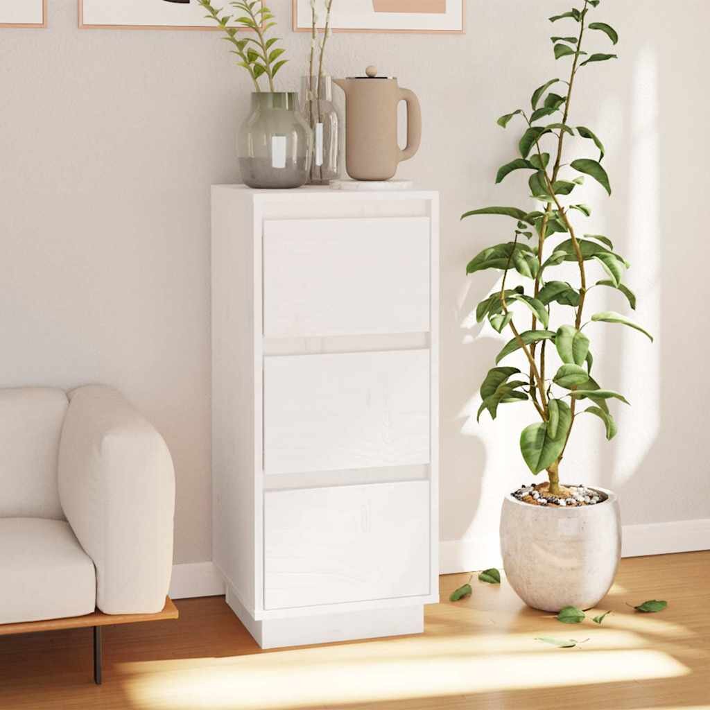 vidaXL Сайдборд бял 32x34x75 см бор масив