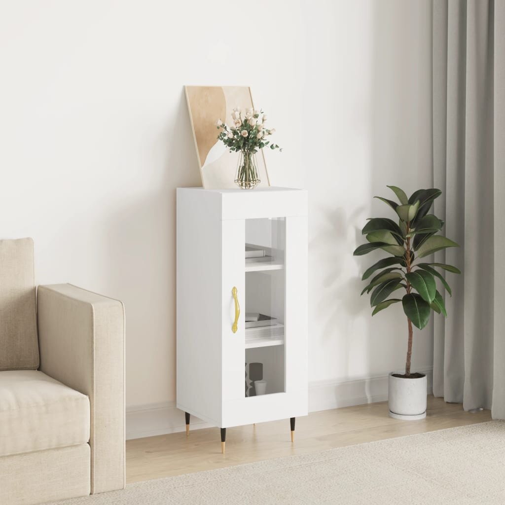 vidaXL Сайдборд бял 345x34x90 см инженерно дърво