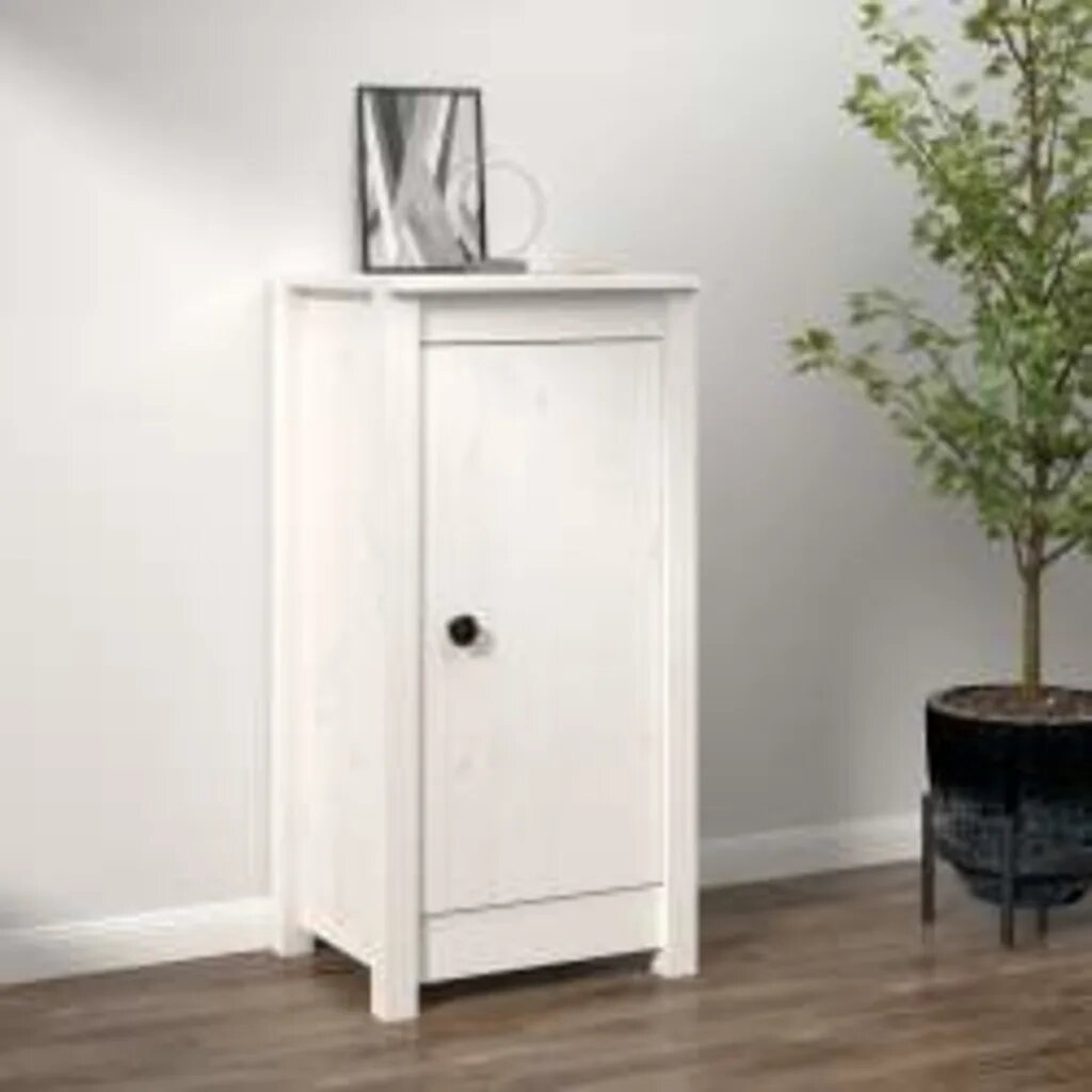 vidaXL Сайдборд бял 39x35x80 см бор масив
