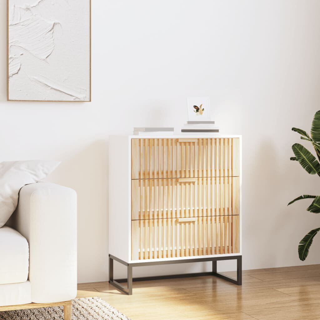vidaXL Сайдборд бял 60x30x75 см инженерно дърво