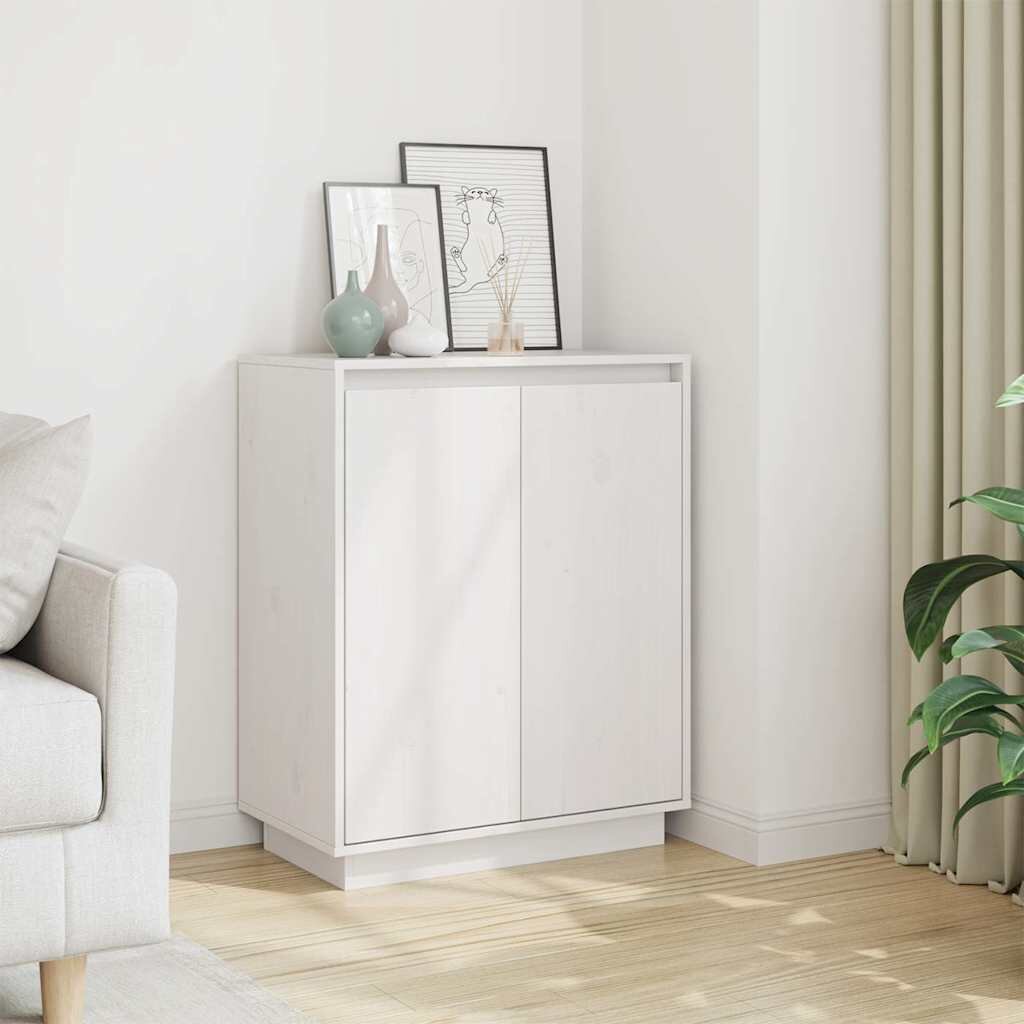 vidaXL Сайдборд бял 60x34x75 см бор масив