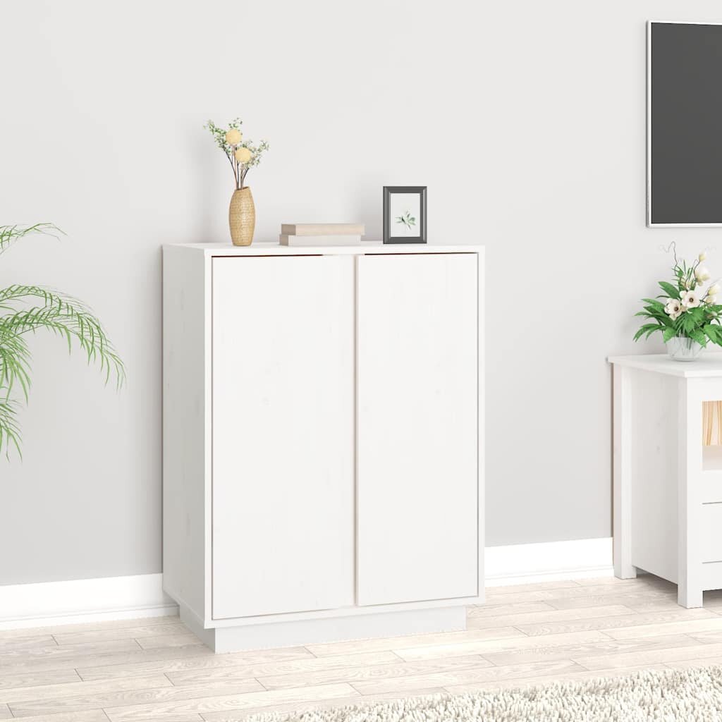 vidaXL Сайдборд бял 60x35x80 см бор масив