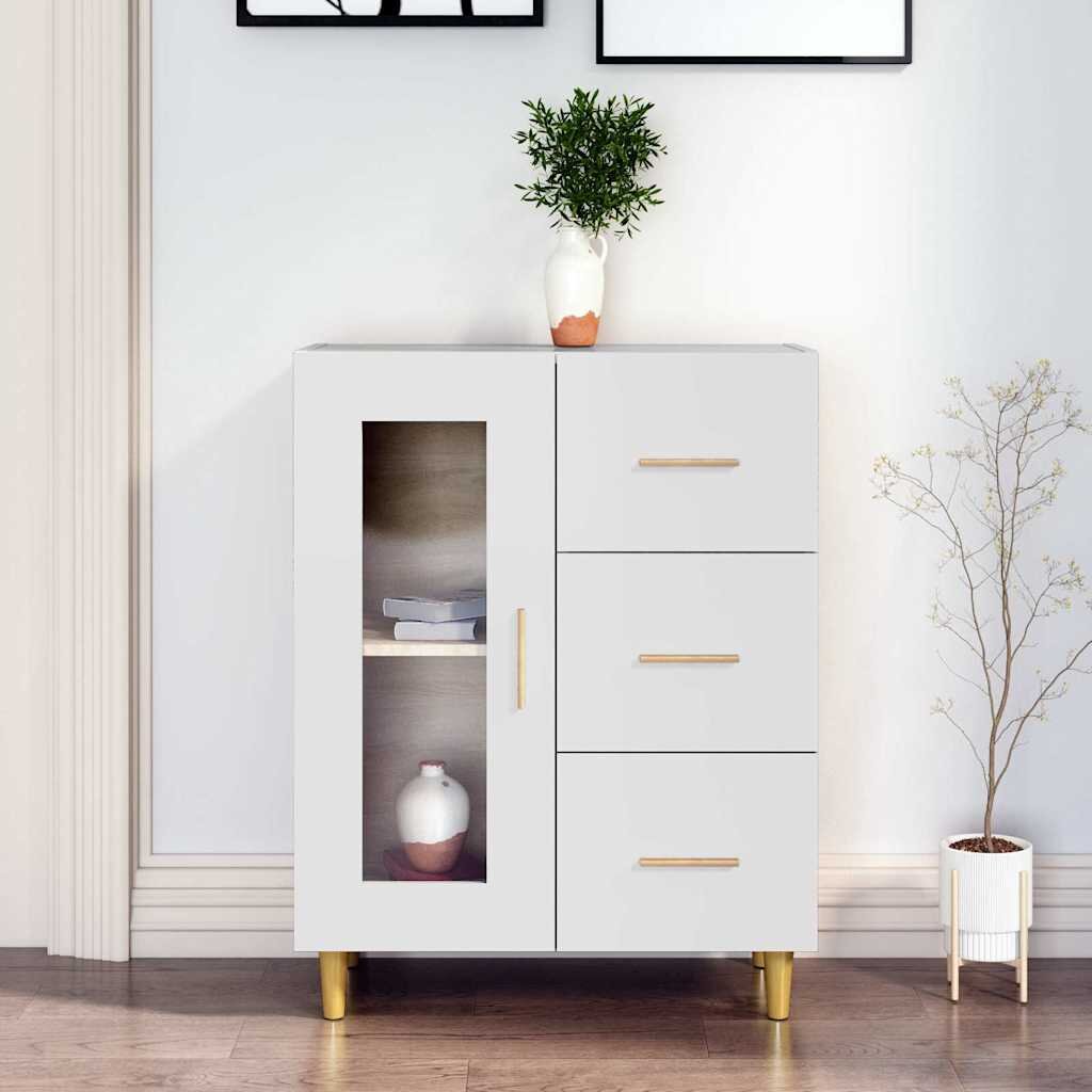 vidaXL Сайдборд бял 695x34x90 см инженерно дърво