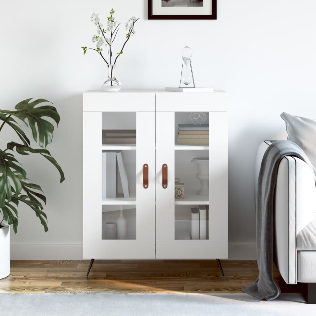 vidaXL Сайдборд бял 695x34x90 см инженерно дърво