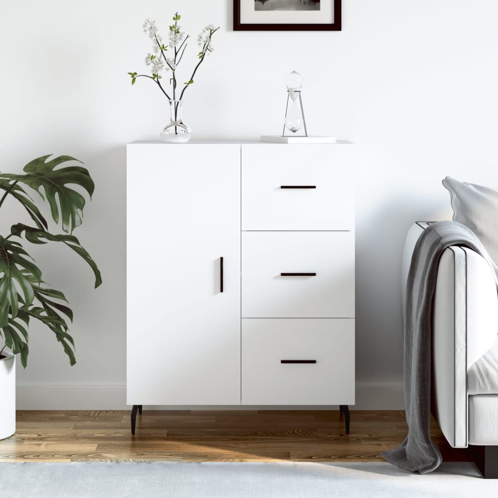 vidaXL Сайдборд бял 695x34x90 см инженерно дърво