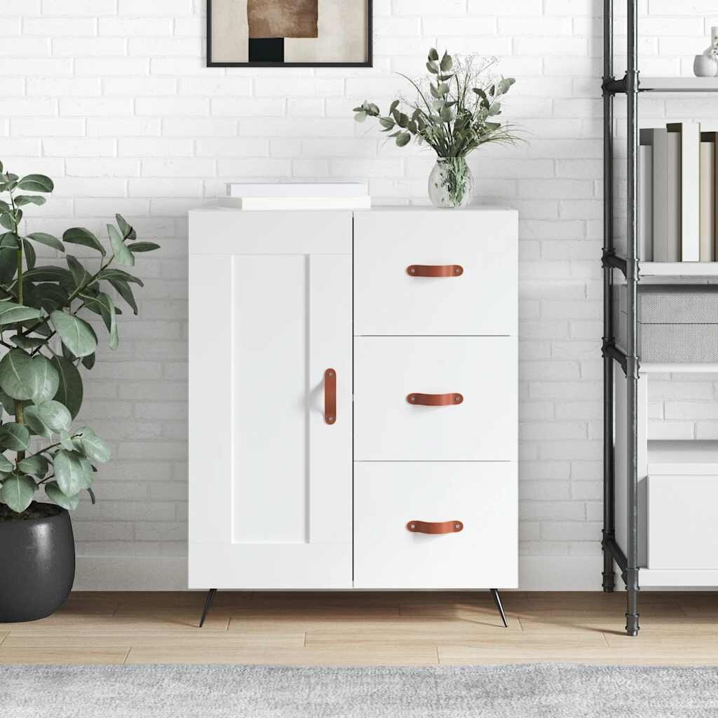 vidaXL Сайдборд бял 695x34x90 см инженерно дърво