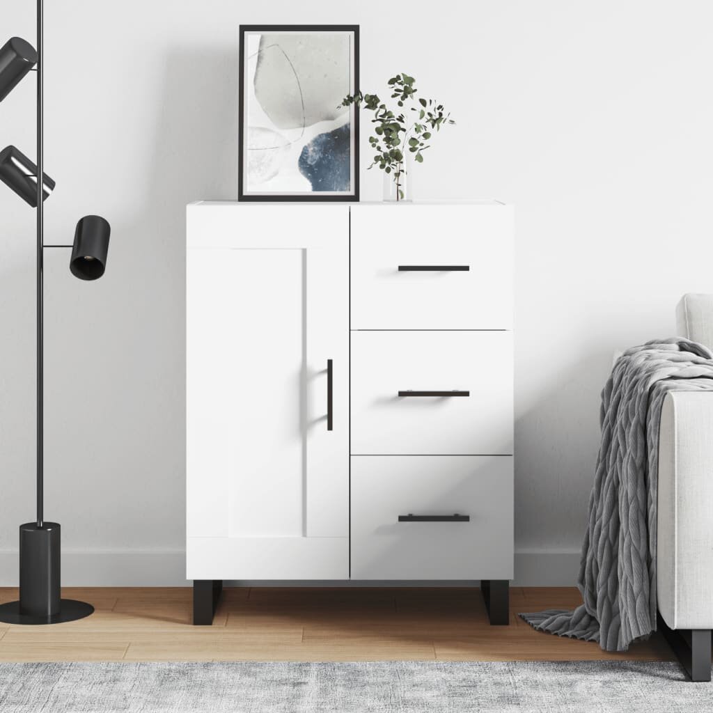 vidaXL Сайдборд бял 695x34x90 см инженерно дърво
