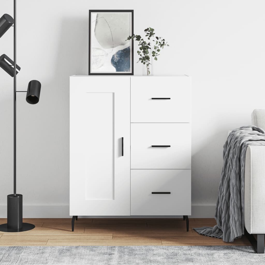 vidaXL Сайдборд бял 695x34x90 см инженерно дърво